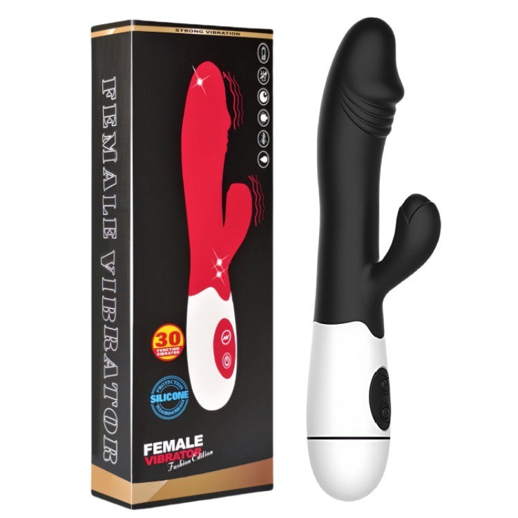 Vibromasseur Lapin 2 en 1, Vibromasseur stimulant Point G et Clitoris, Gode Classique stimulant,