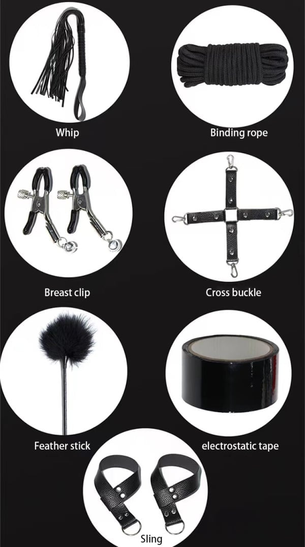 KIT Domination, KIT BDSM, BONDAGE, KIT Sado Maso, Fouets, Menotte en Vente