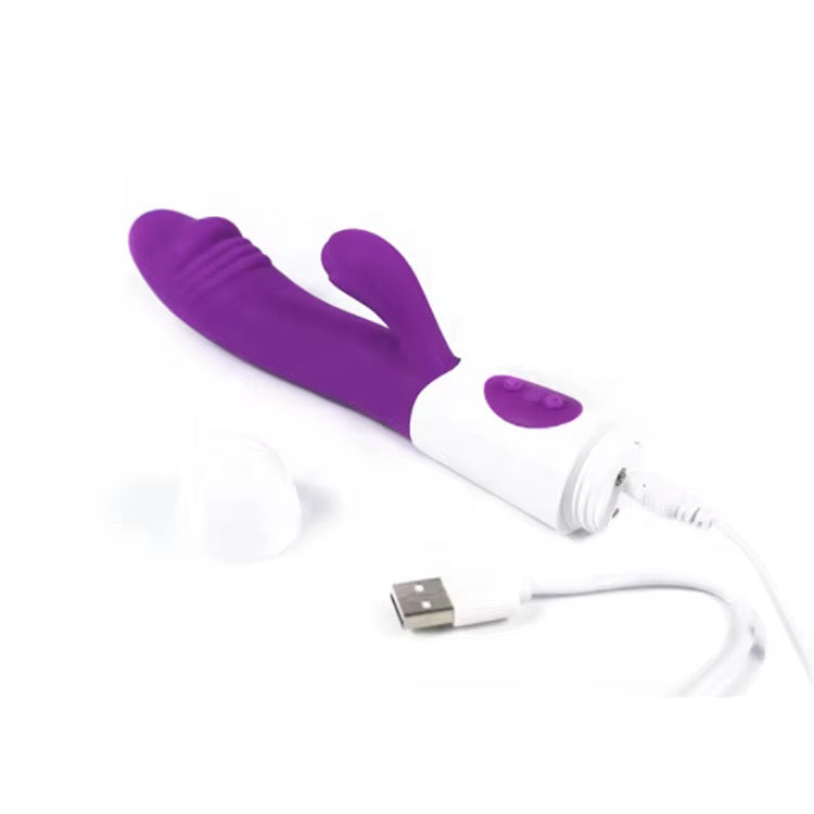 Vibromasseur Lapin 2 en 1, Vibromasseur stimulant Point G et Clitoris, Gode Classique stimulant,