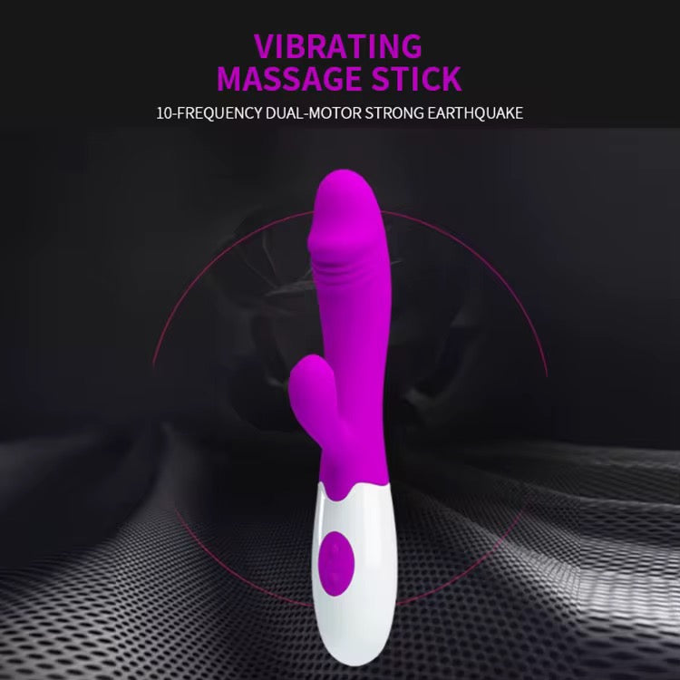 Vibromasseur Lapin 2 en 1, Vibromasseur stimulant Point G et Clitoris, Gode Classique stimulant,